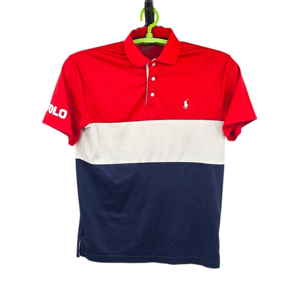 Polo Ralph Lauren Performance Men's Polo Shirt S Red White Navy Blue Colorblock